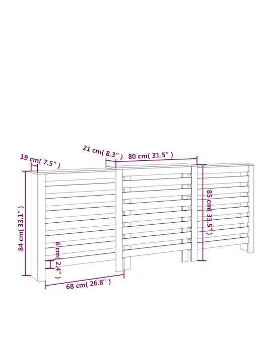 vidaXL Brown Solid Wood Radiator Cover 210x21x85cm