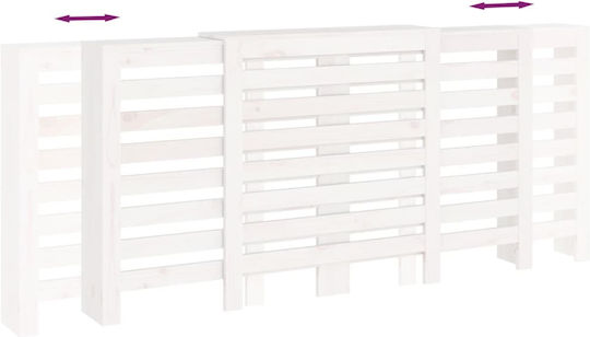 vidaXL Калориферен Капак от Масивно Дърво Бял 210x21x85см