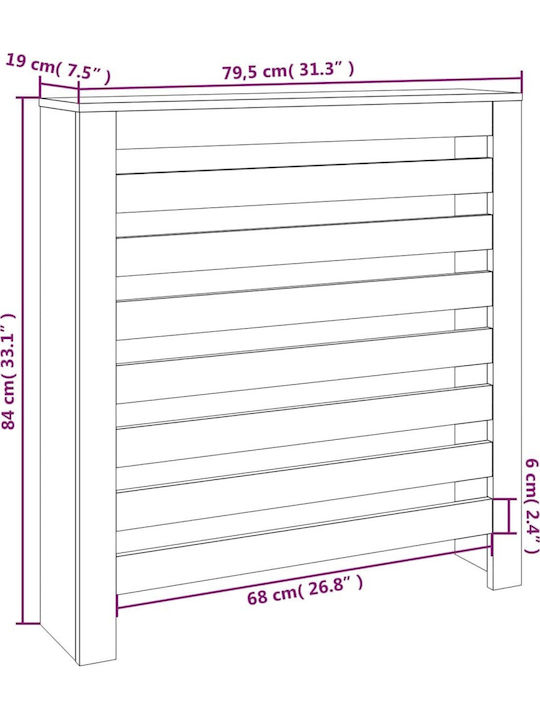 vidaXL Husă Pentru Radiator Din Lemn Masiv Alb 79.5x19x84cm
