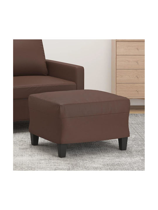 Stool Footstool Upholstered with Leatherette Brown 60x50x41cm