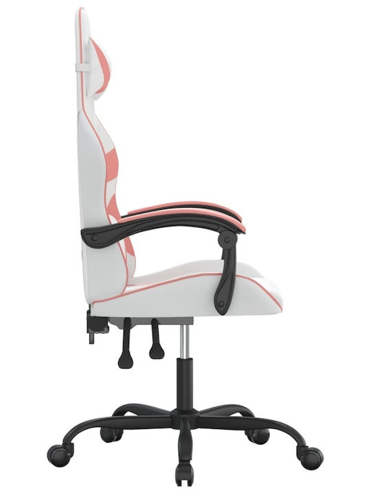 vidaXL 3143851 Καρέκλα Gaming Δερματίνης Λευκό/Ροζ