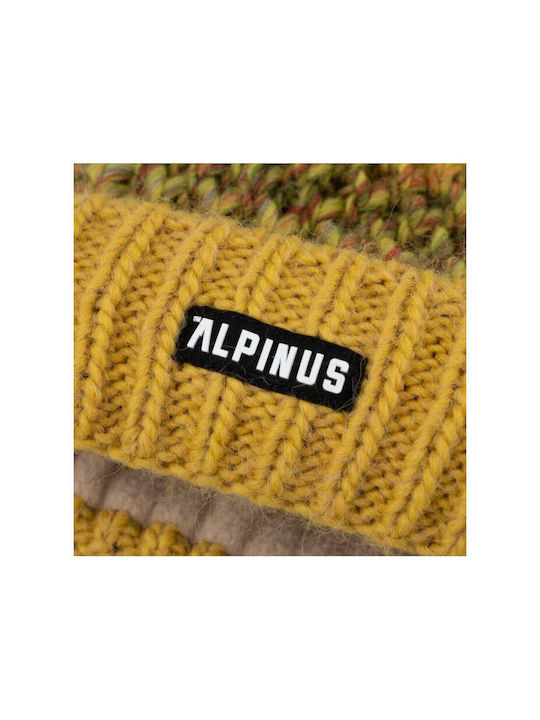 Alpinus Autiola Pom Pom Beanie Frauen Fleece Beanie Gestrickt in Gelb Farbe