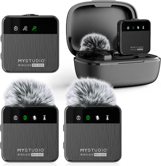 EasyPix MyStudio MIC DUO Σετ Ασύρματο Δυναμικό Μικρόφωνο Πέτου, Clip On για Φωνητικά