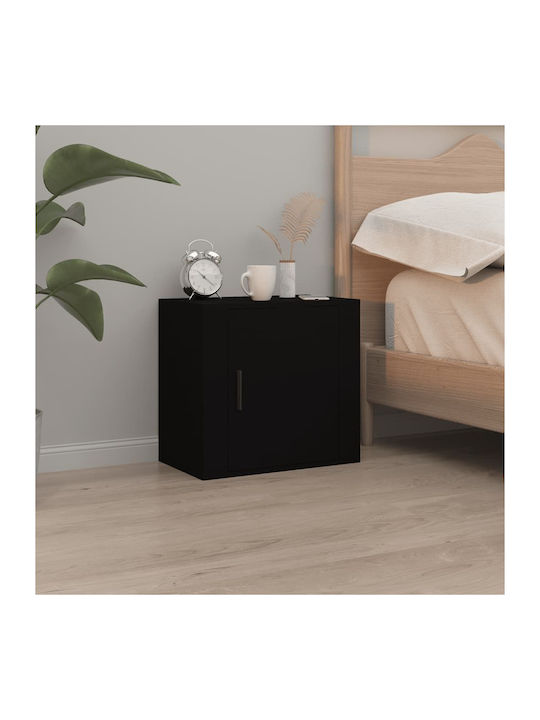 Wooden Bedside Table Black 50x30x47cm