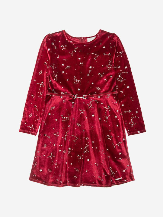 Alouette Kids Dress Velvet Long Sleeve Red