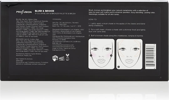 Profusion Cosmetics Παλέτα με Ρουζ 9 Color Blush & Bronze Palette & Brush