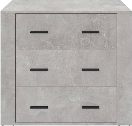 Comodă Dormitor Din Lemn Cu 3 Sertare Gri Beton 80x33x70cm