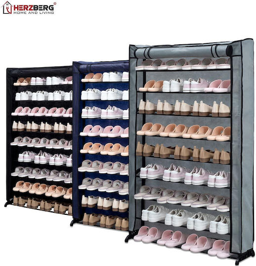 Fabric Shoe Organizer with 9 Shelves Blue 91x16x139cm