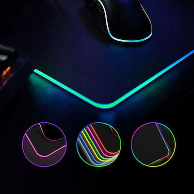 XXL Gaming Mouse Pad with RGB Lighting USB Black 800mm 12200015