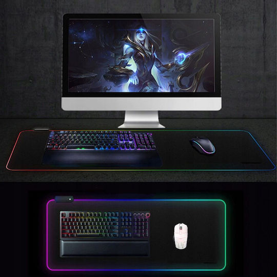 Factory 12200015 Gaming Mauspad XXL (800mm) mit RGB-Beleuchtung via USB Schwarz