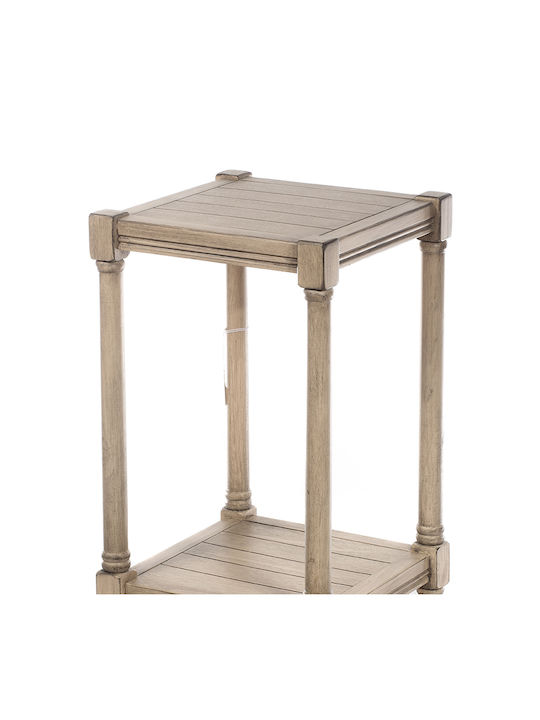 Square Side Coffee Table Savannah Made of Solid Wood Beige W35xL35xH72cm