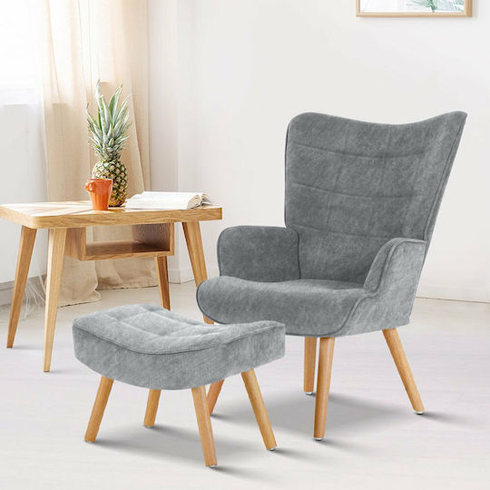 Farel Ohrensessel mit Fußhocker Gray 68x76x98cm