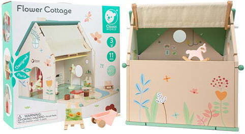 Classic World Flower Cottage Wooden Dollhouse