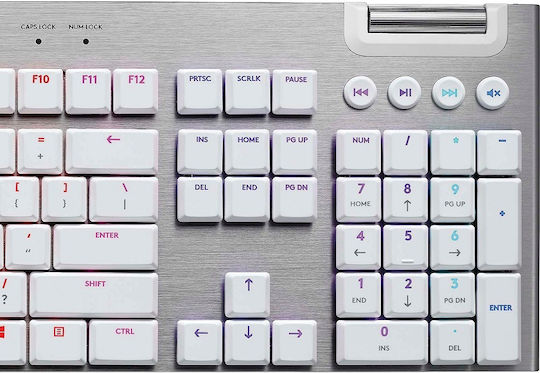 Logitech G815 Lightsync Гейминг Механична Клавиатура с GL Tactile суичове и RGB подсветка (Английски US) Бял
