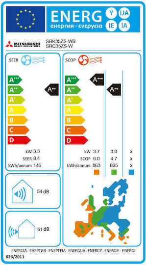 Mitsubishi Heavy Industries ZS-WB Aparat De Aer Condiționat Inverter 12000 BTU A++/A++ Cu Program 3D Auto Negru Și Alb