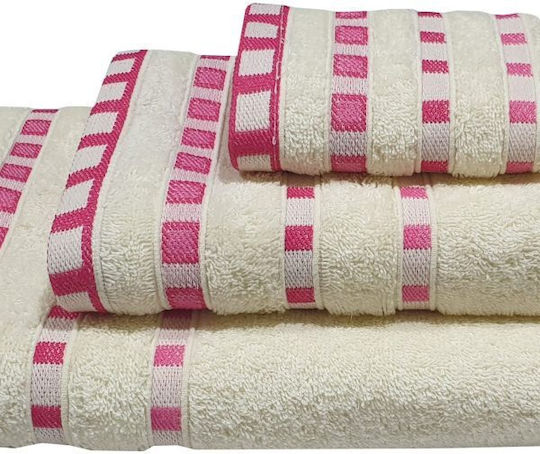 Le Blanc Prosop de mână Jacquard Puncte 30x50cm. Krem-Korali Greutate 450gr/m²