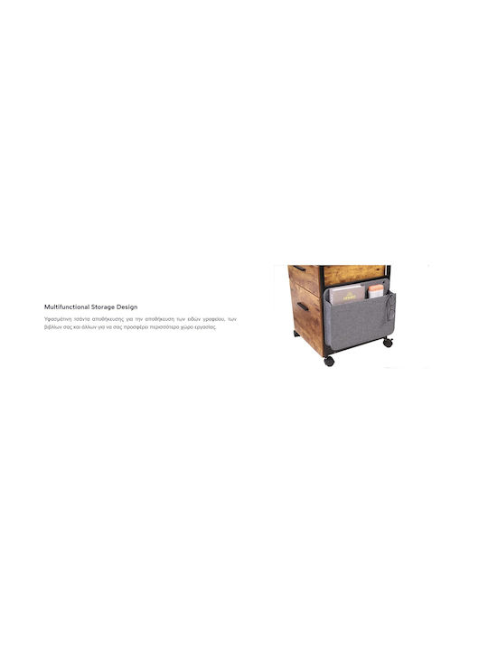 Office Storage Drawer with Wheels & 2 Drawers Brown L48.5xW48.5xH64.5cm ERK-HORB-US