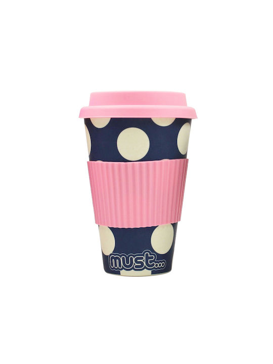 Rainbow Bamboo Cup with Lid Pink 480ml