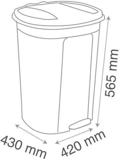 Ozer Plastik Plastic Waste Bin with Pedal Silver 50L