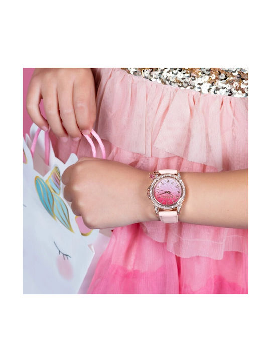 Tikkers Παιδικό Αναλογικό Ρολόι με Λουράκι από Καουτσούκ/Πλαστικό Ροζ