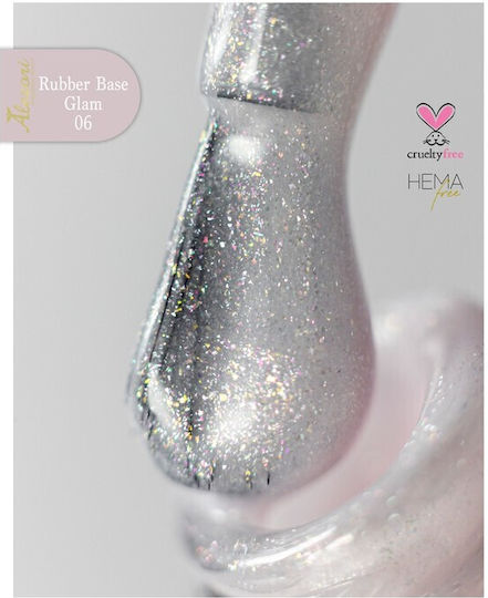 Alezori Glam 06 Strat de bază pentru lacuri de unghii semipermanente Cauciuc 15ml