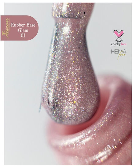 Alezori Glam N. 01 Strat de bază pentru lacuri de unghii semipermanente Cauciuc 15ml
