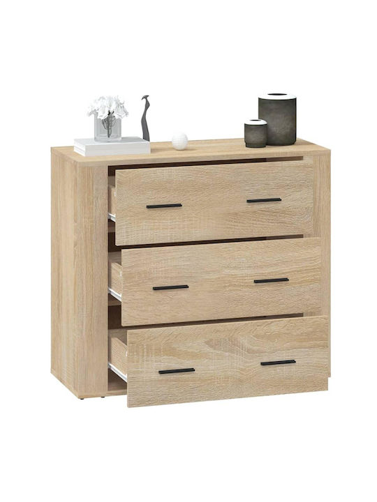 Wooden Chest of Drawers with 3 Drawers 80x33x70cm