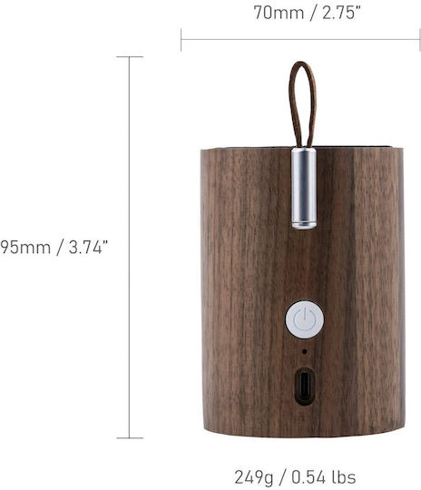 Gingko Drum Light Bluetooth Speaker 5W with Battery Life up to 8 hours American Walnut