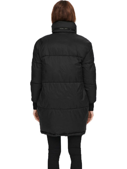 Only Petra Lang Damen Puffer Jacke für Winter Schwarz