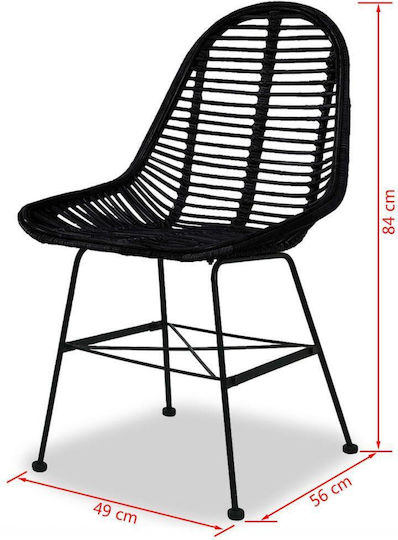 Dining Room Metallic Chair Black 49x56x84cm 4pcs