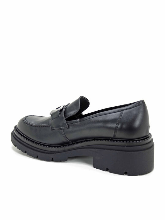 Δερμάτινα Γυναικεία Loafers σε Μαύρο Χρώμα