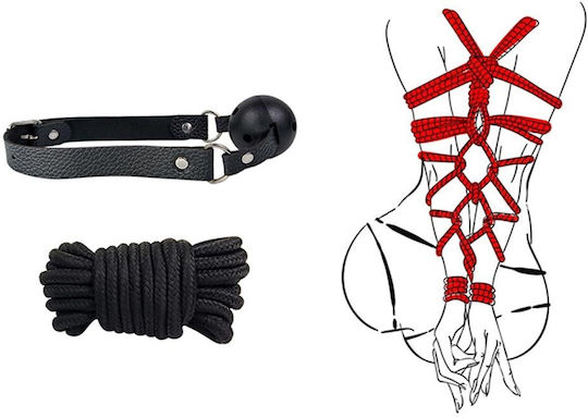 BDSM Kit Σετ Ερωτικά Αξεσουάρ Φετίχ Δεσίματος από Δερματίνη Μαύρο 10τμχ