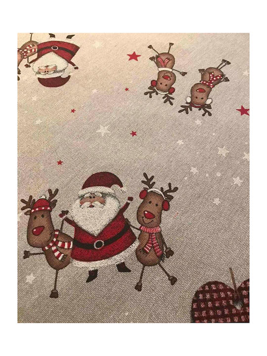 Pennie Christmas Joy Weihnachts- Tischtuch Karo Stoff Beige B85xL85cm. 1Stück