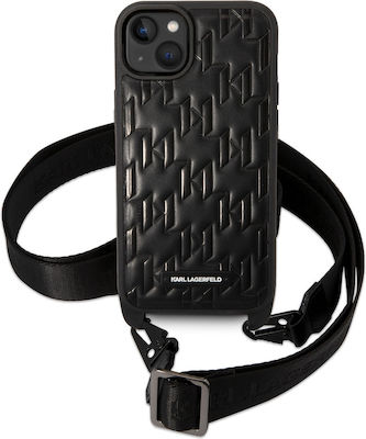 Karl Lagerfeld Monogram Plaque Silicone Back Cover with Strap Black (iPhone 14 Plus)