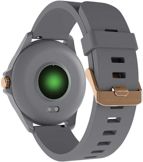 Harry Lime HA07 Aluminium 44mm Smartwatch mit Herzfrequenzsensoren (Rose Gold / Grau Silikon)