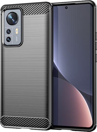 Techsuit Carbon Umschlag Rückseite Silikon Schwarz (Xiaomi 12 / 12X)