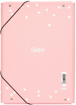 Grupo Erik Folder Prespan with Rubber Band and Ears for Paper A4 Pink Glitter Stars