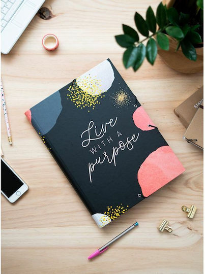 Grupo Erik Folder Prespan with Rubber Band and Ears for Paper A4 Black Glitter Gold Dreams
