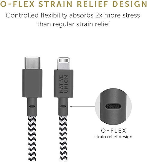 Native Union Belt Braided USB-C to Lightning Cable Γκρι 3m Zebra