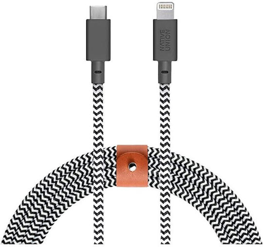 Native Union Belt Braided USB-C to Lightning Cable Γκρι 3m Zebra