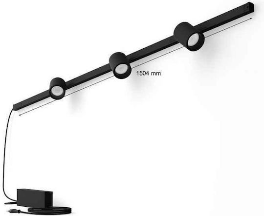 Philips Τριπλό LED Θερμό Λευκό Σποτ σε Μαύρο Χρώμα