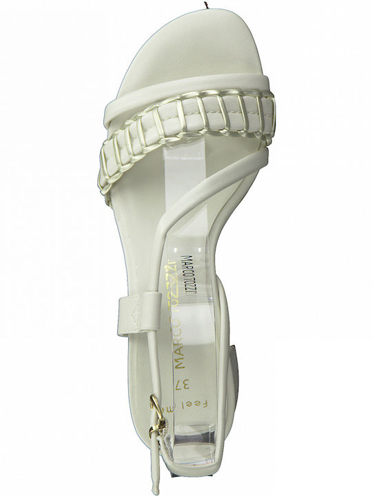 Marco Tozzi Women's Sandals White with Chunky Medium Heel