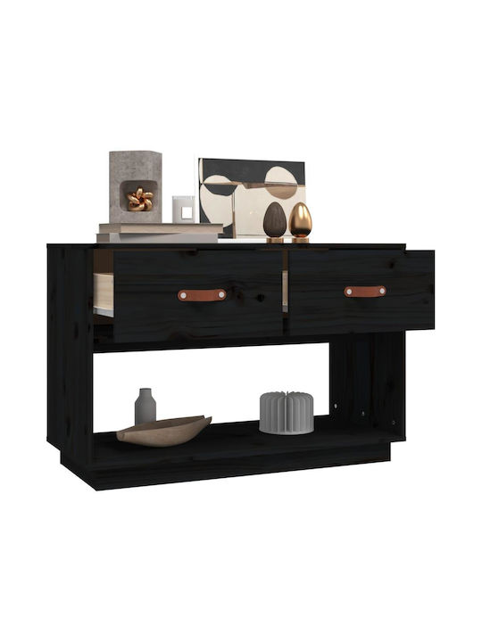 TV-Ständer aus Massivholz Schwarz M90xT40xH60cm