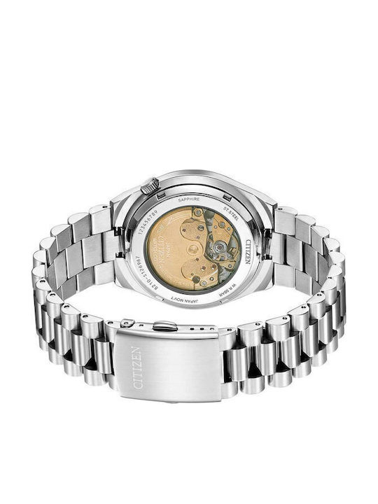 Citizen Tsuyosa Ανδρικό Ρολόι 42mm Αυτόματο με Ασημί Μεταλλικό Μπρασελέ