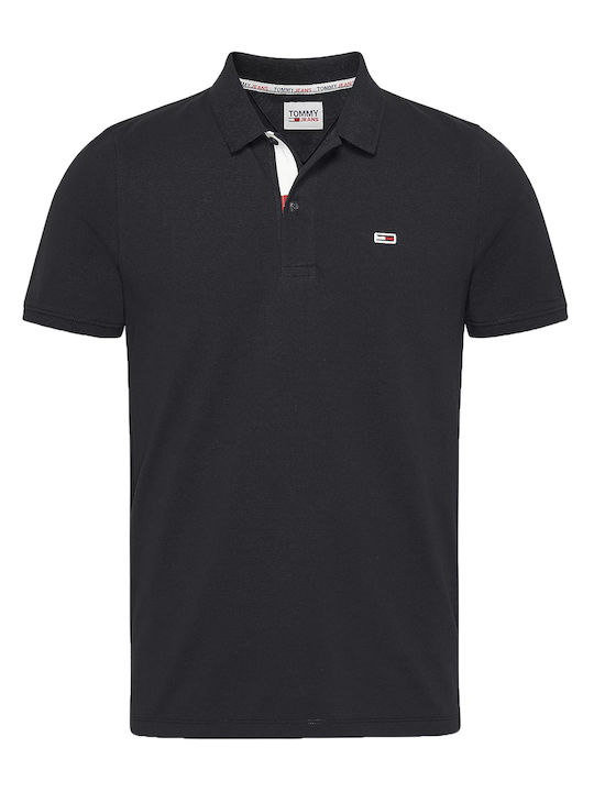 Tommy Hilfiger Ανδρικό T-shirt Polo Μαύρο