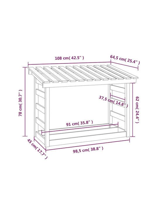 vidaXL Ξύλινο Κουτί Αποθήκευσης Ξύλων 108x64.5x78cm Μπεζ