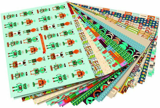 Folia Diverse Kartons Kein Muster Retro Mehrfarbig in Blöcken von 26 Blättern 24x34cm