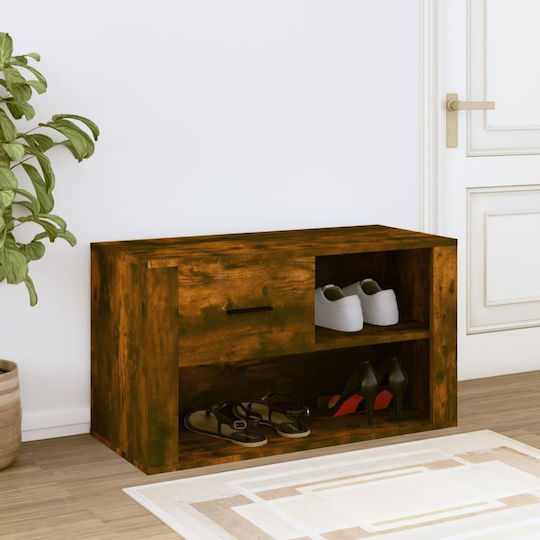 Wooden Shoe Organizer with 2 Shelves Yellow 80x35x45cm
