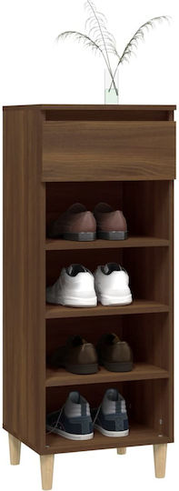 Wooden Shoe Organizer with 4 Shelves Yellow 40x36x105cm