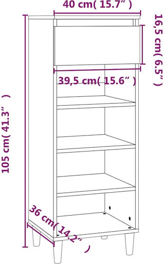 Wooden Shoe Organizer with 4 Shelves Yellow 40x36x105cm